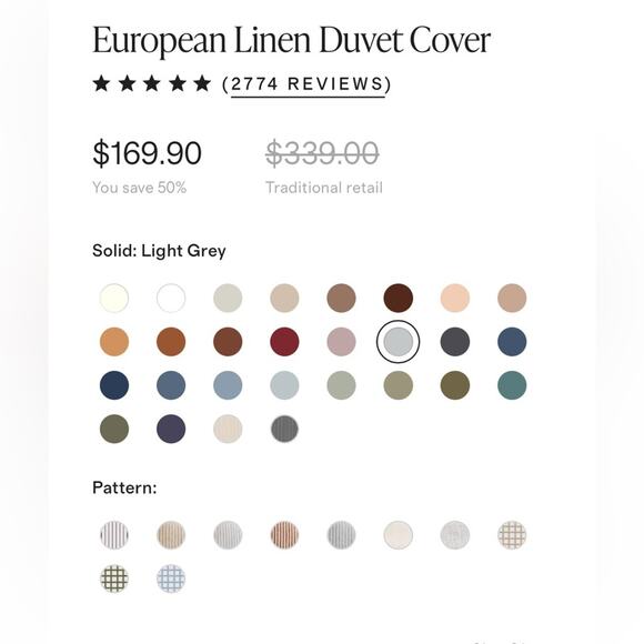 Quince European Linen Duvet Cover Light Grey Size King/CalKing - Picture 7 of 11